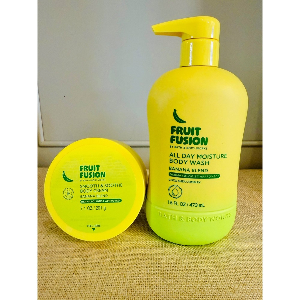 Bath & Body Works Fruit Fusion Banana Blend Body Wash and Body Cream Set